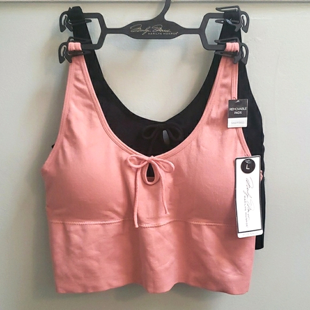 Marilyn Monroe 2-pack Long Line Bralette with Adjustable Straps Size L